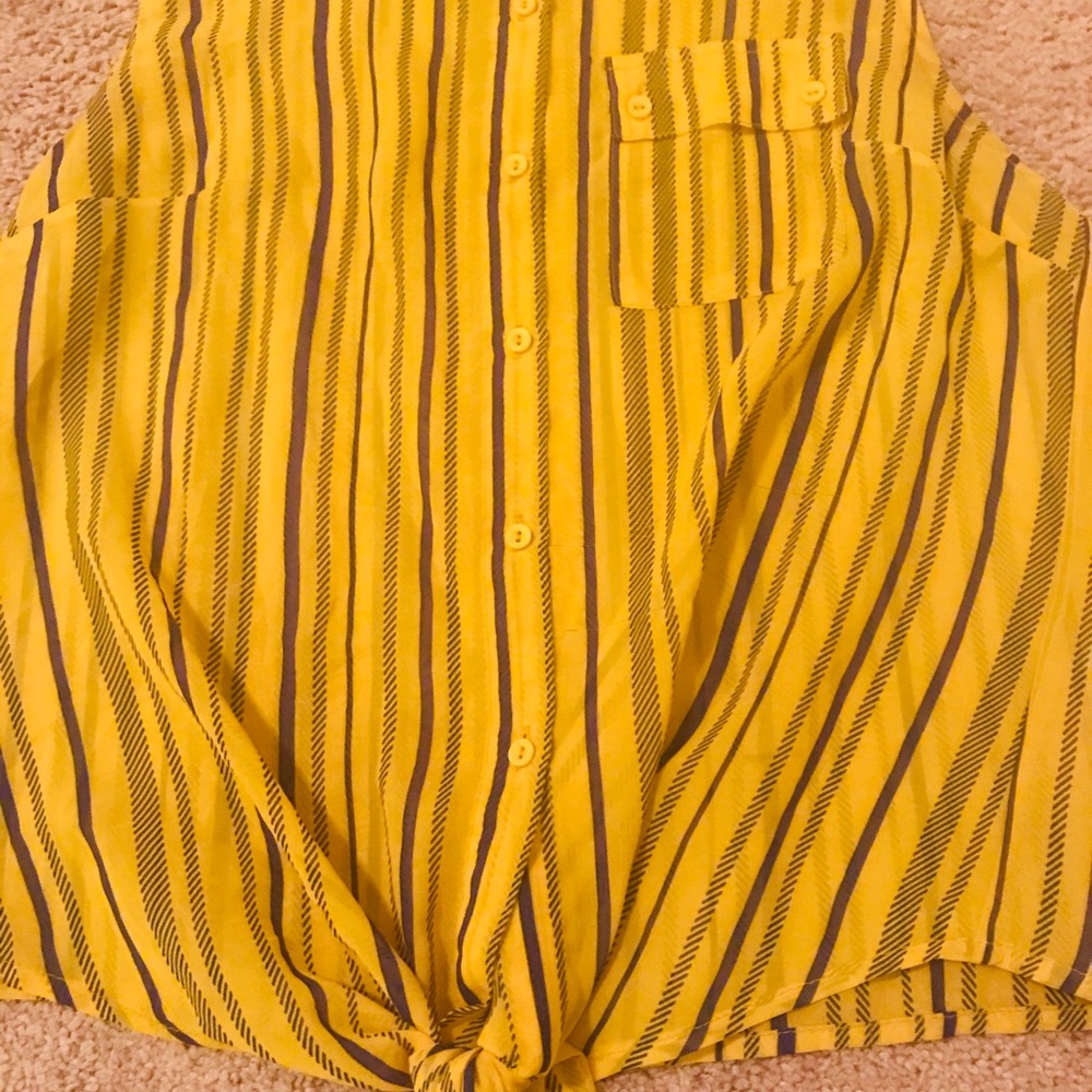 Yellow Button Down Top - Picture 2 of 2